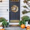Greentek; 20-Inch Thanksgiving Fall Wreath for Front Door with Pumpkins, Eucalyptus, Berries, Lamb's Ear Leaves & Pinecones | Artificial Autumn Harvest Wreath for Indoor Outdoor Porch, Wall & Home Seasonal Decor; Category:Fall Wreaths; Image:6